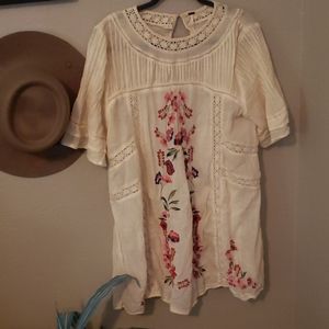Free People Victorian embroidered mini dress